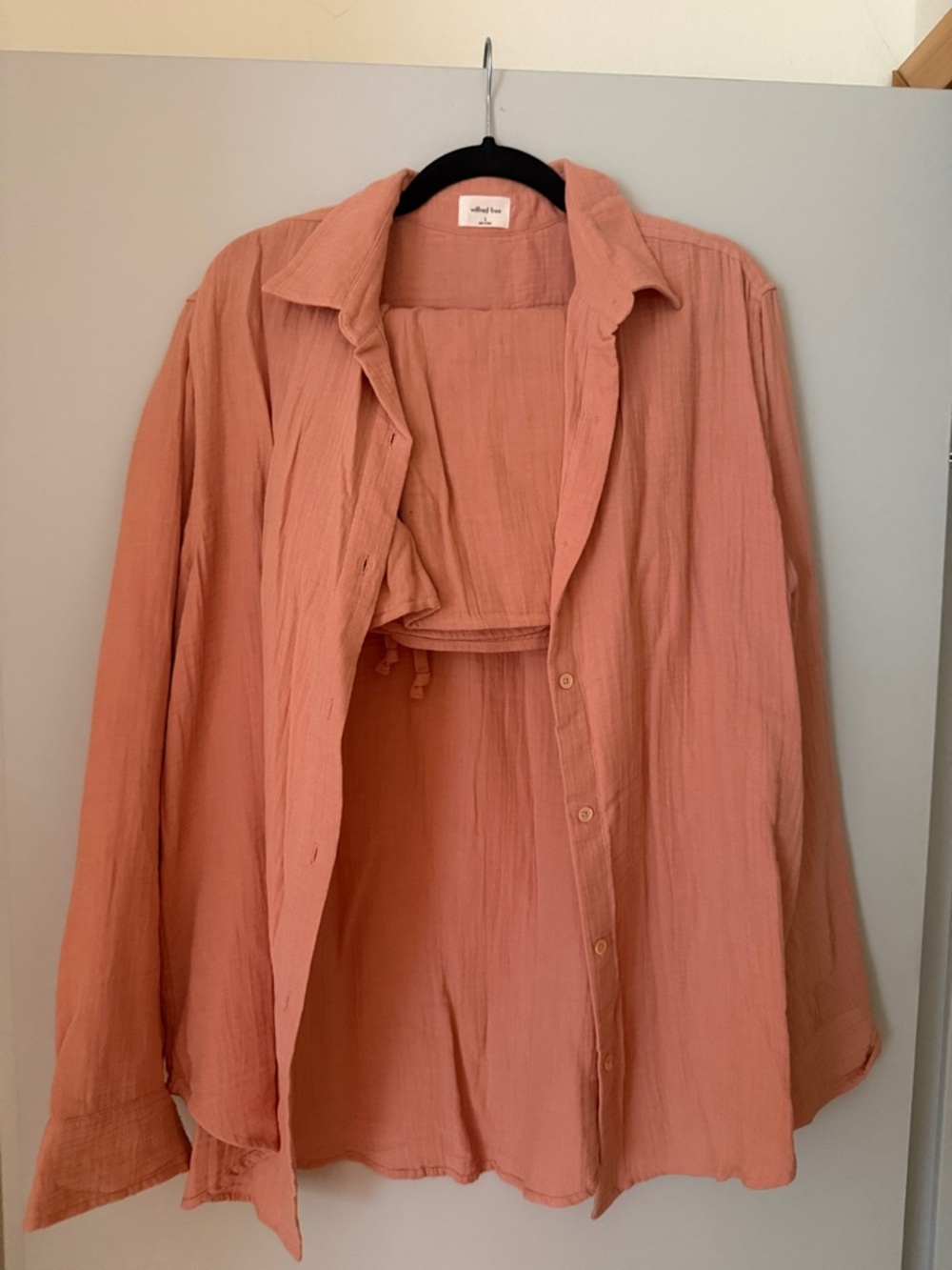 Wilfred dusty rose button-front blouse and matching shorts